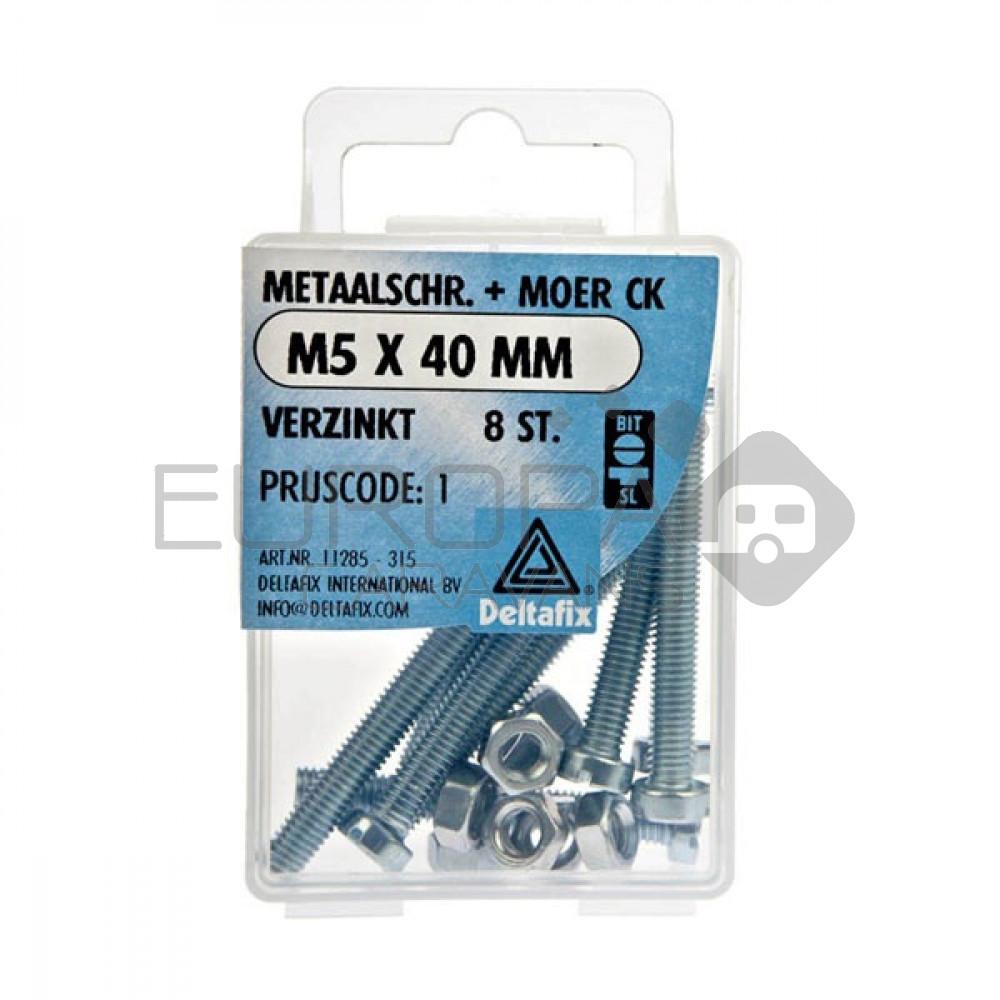 Deltafix Metaalschroef + Moer CK Verzinkt CK M5x40mm 8st
