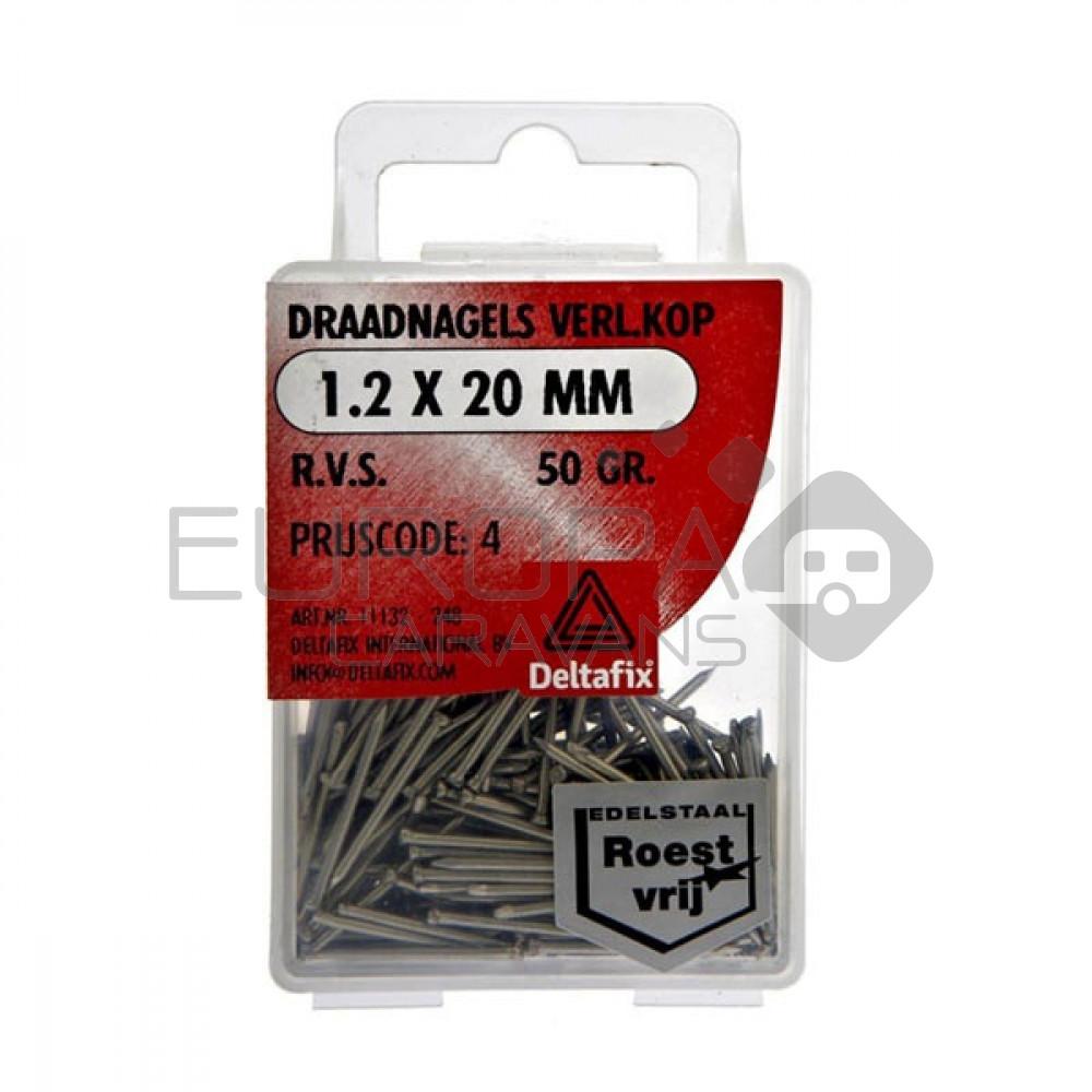 Deltafix Draadnagels Verloren Kop 1.2x20mm RVS