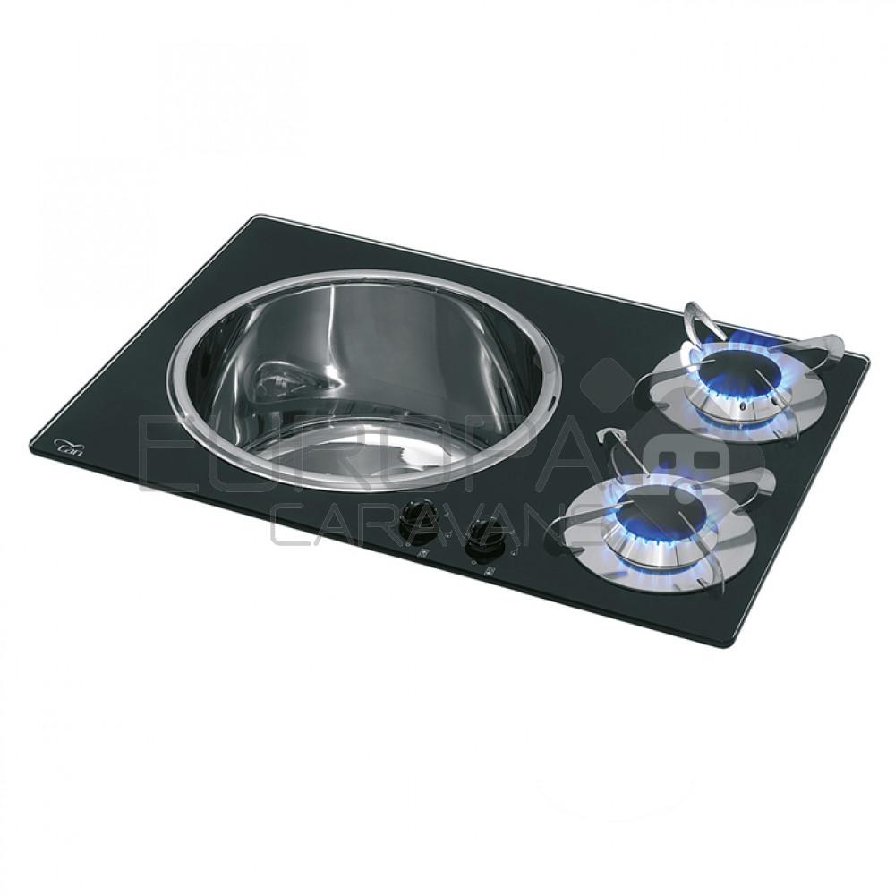 Can Kookplaat+Spoelbak PV1360 Crystal 2 br.