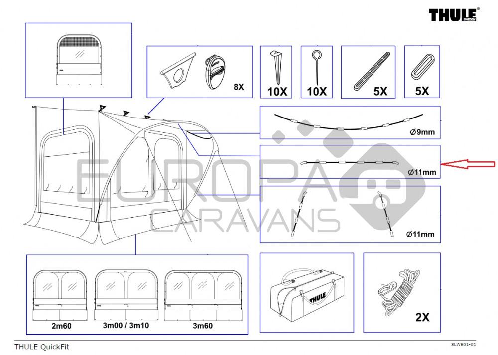Thule Quickfit 360 L/XL Tentstok Boven 11mm
