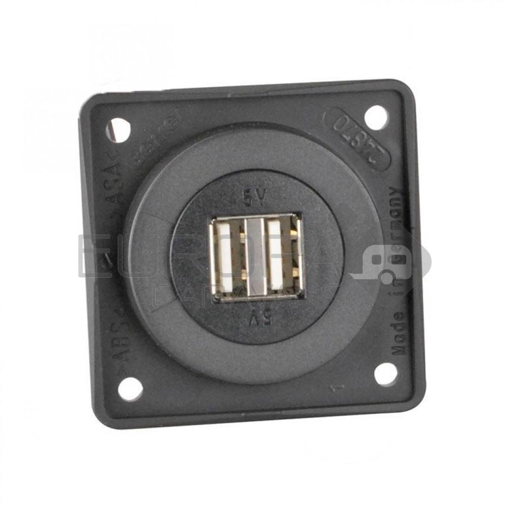 Berker Contactdoos 2x USB Lader 12V Inbouw Antraciet Mat