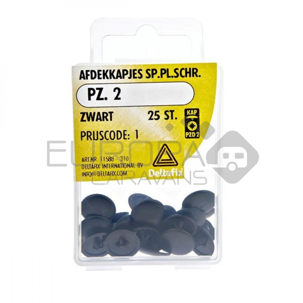 Deltafix Spaanplaatschroef Afdekkapje PZ.2 zwart Set 25st