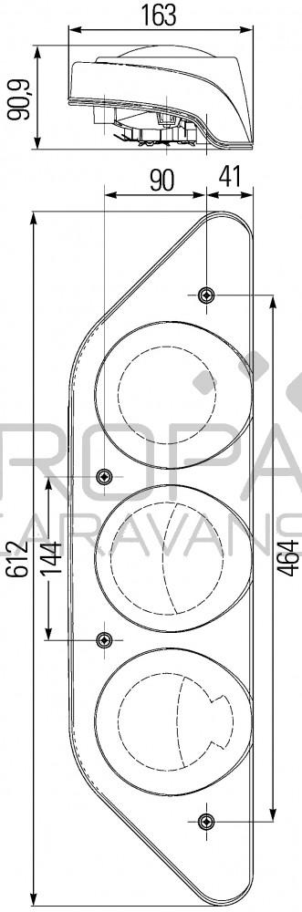 Hella Achterlicht Caraluna Modular Rem/ Knipper/ Mist/ Achteruit/ Zijmarkering Links