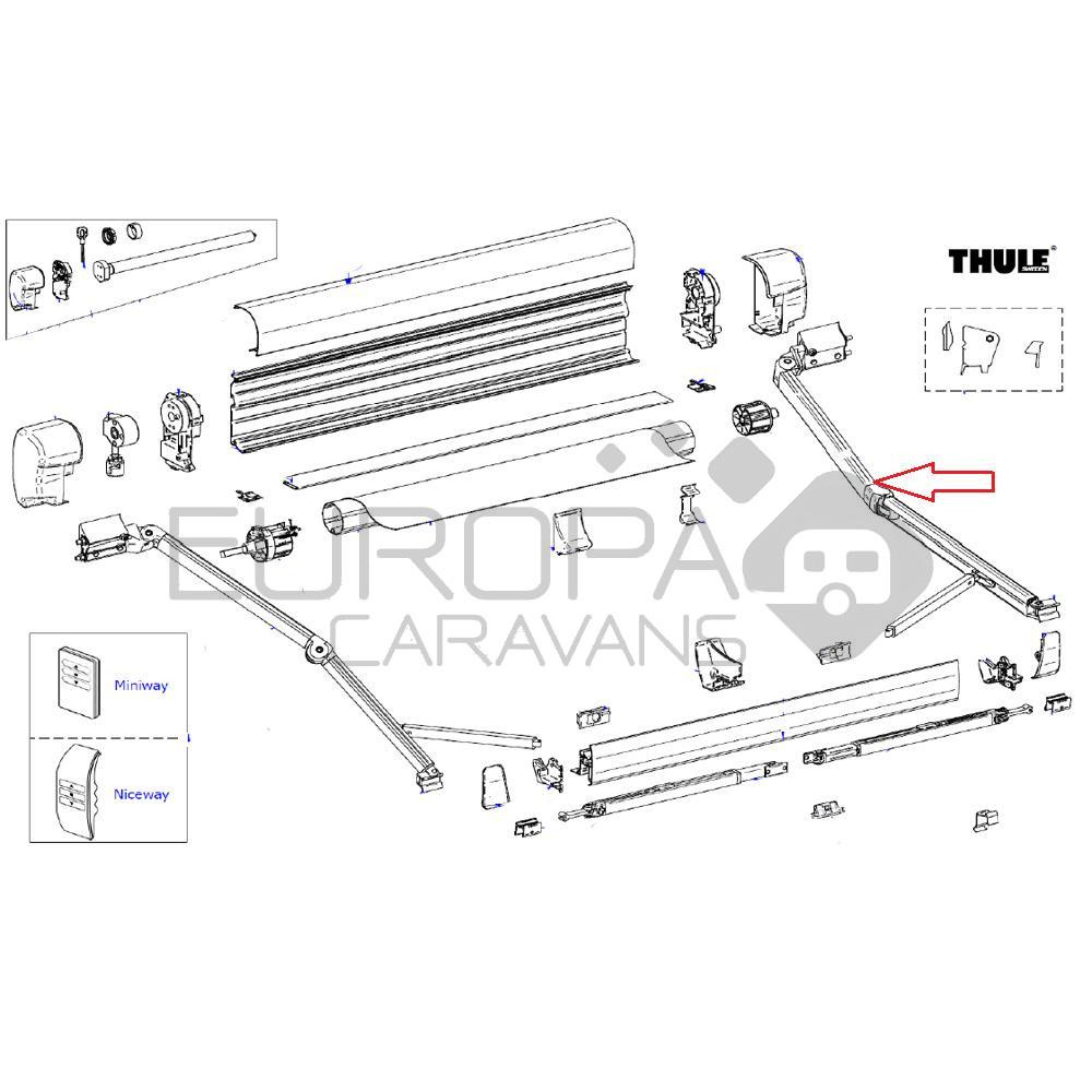 Thule 8000 Knikarm rechts 3.5m