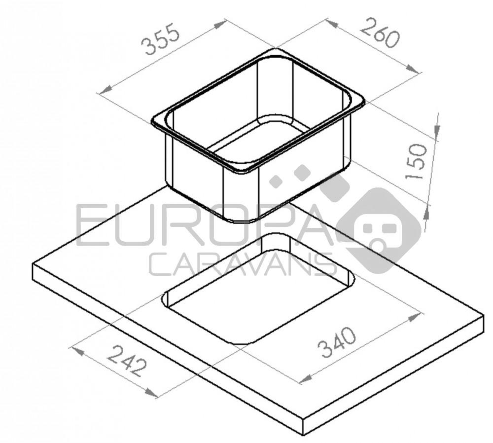 RVS Spoelbak 355x260