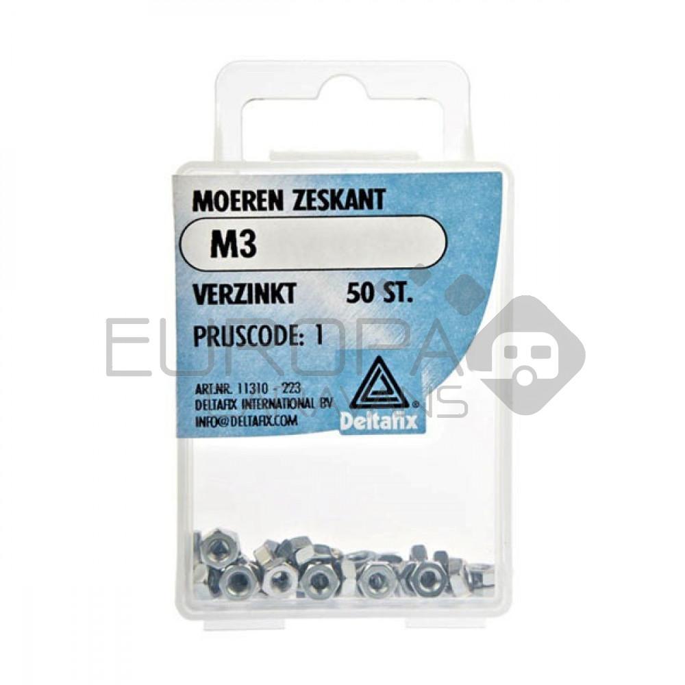 Deltafix Moer Zeskant Verzinkt M3 Set 50st