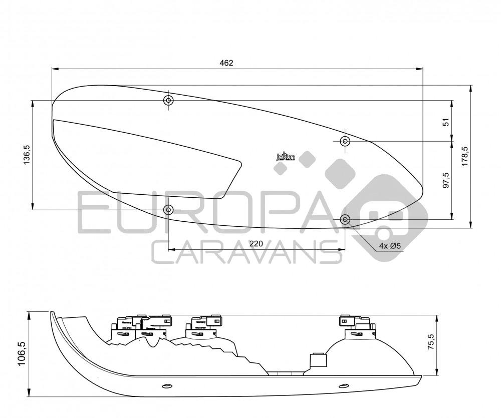 Jokon Achterlicht L3000 Rem/ Knipper/ Mist/ Achteruitrij/ Driehoek Reflector Rechts