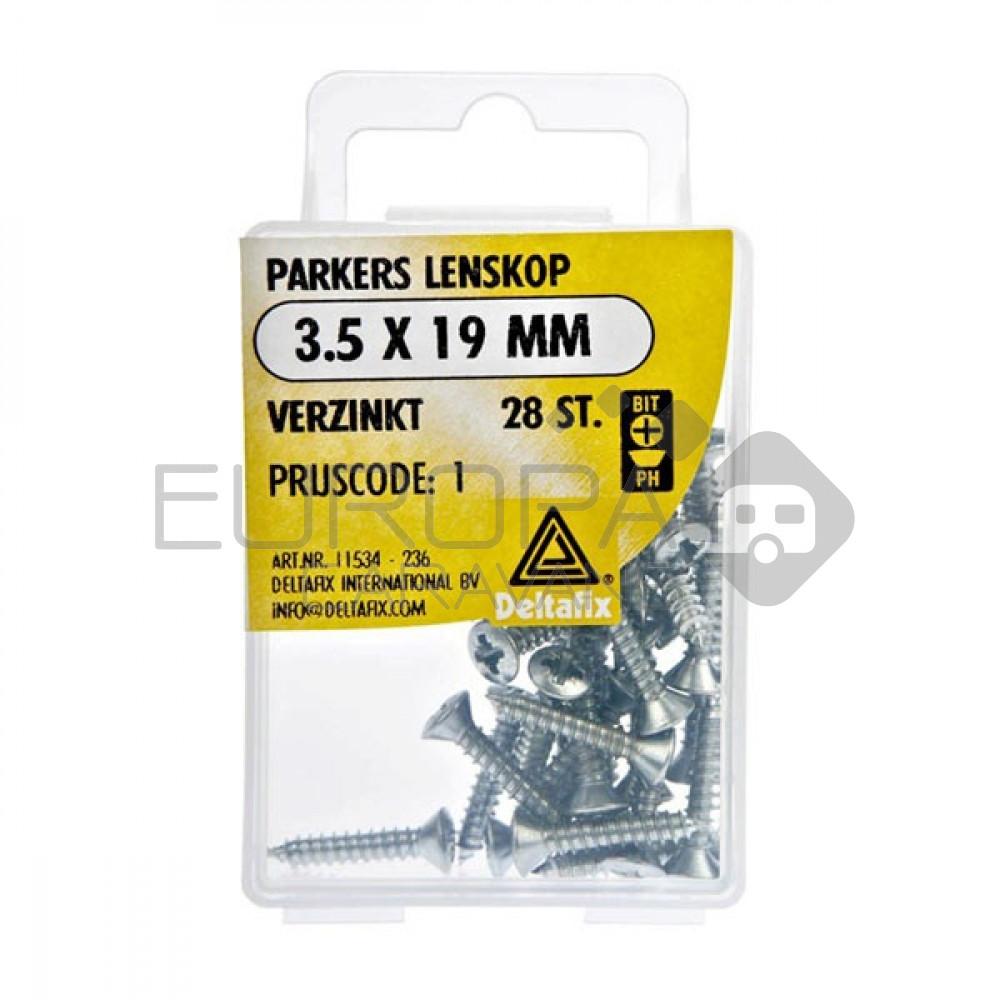 Deltafix Parkers Lenskop Verzinkt 3.5x19mm 28st