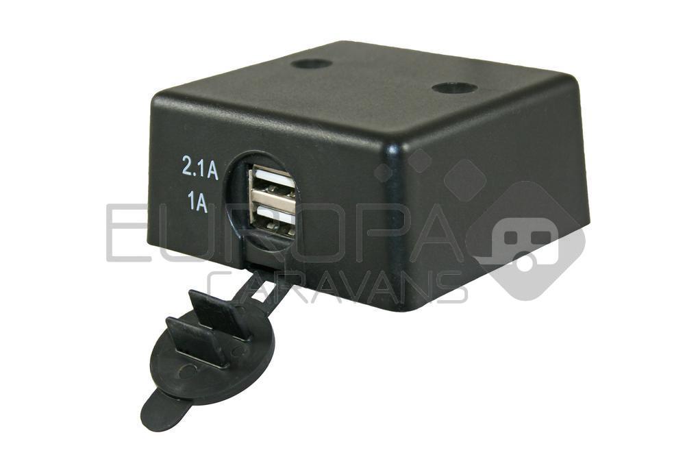 Dubbele USB stekkerdoos 2.1A /1.0A opbouw