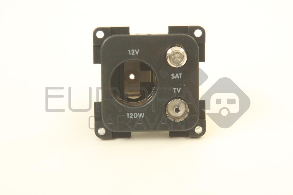 Presto Contactdoos 12V+TV+SAT Inbouw S-20.000 Zwart