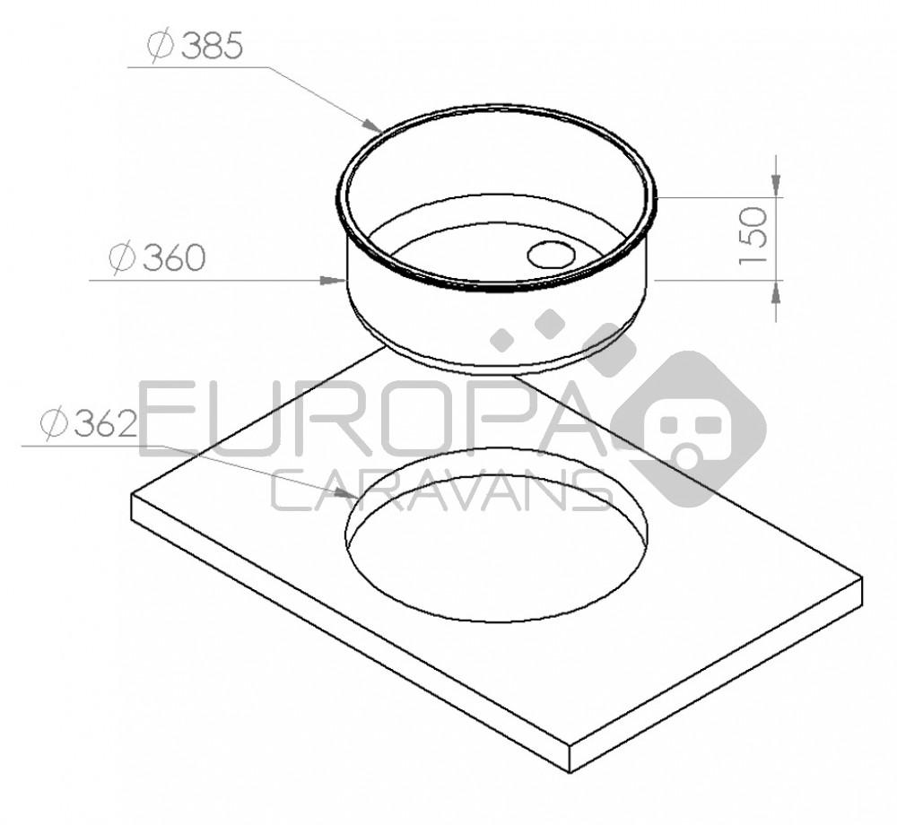 RVS Spoelbak Ø360 – Ø385 H150