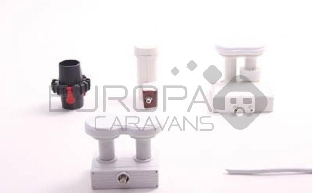 Duo LNB voor ontvangst Astra 19,2 en 23,5. Dit voor de ontvangst van de regionale zenders. Voorzien van 1 aansluiting.