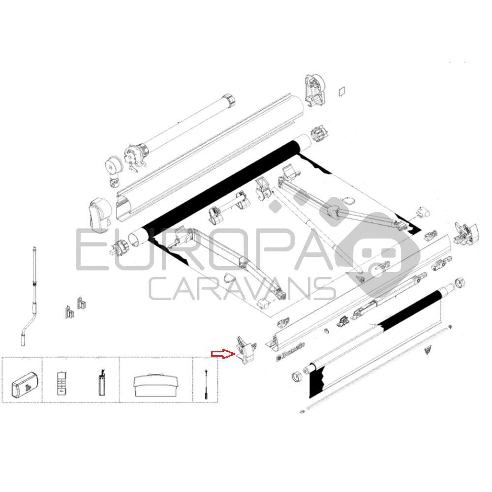 Dometic Eindkap Leadrail Links Wit PW1500
