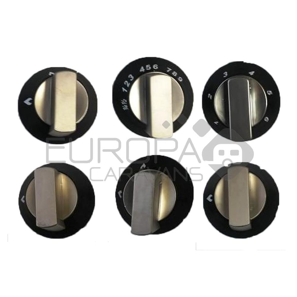 Thetford Knop Zwart/Chroom (6 stuks)