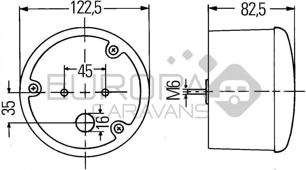 Hella Achteruitrijlicht/Knipperlicht Rond Wit/Oranje 12/24V