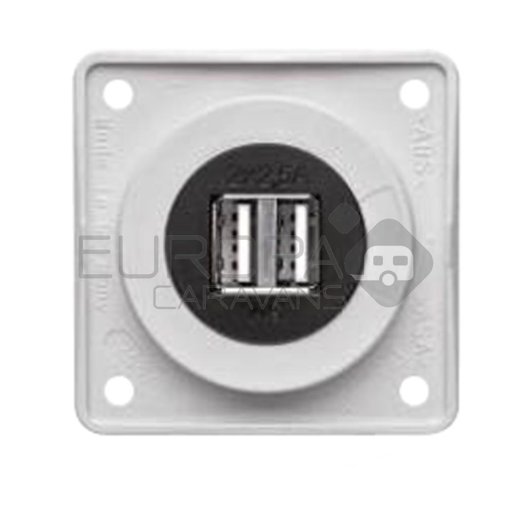 Berker Contactdoos 2x USB Lader 12V Inbouw Wit Hoogglans