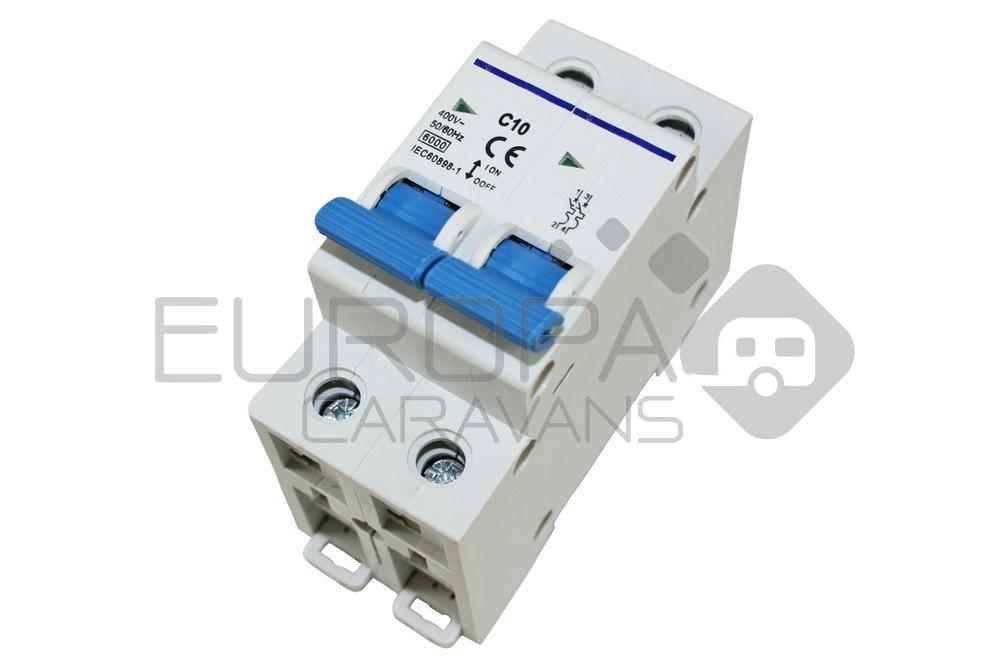 Dubbelpolige zekeringautomaat 10A