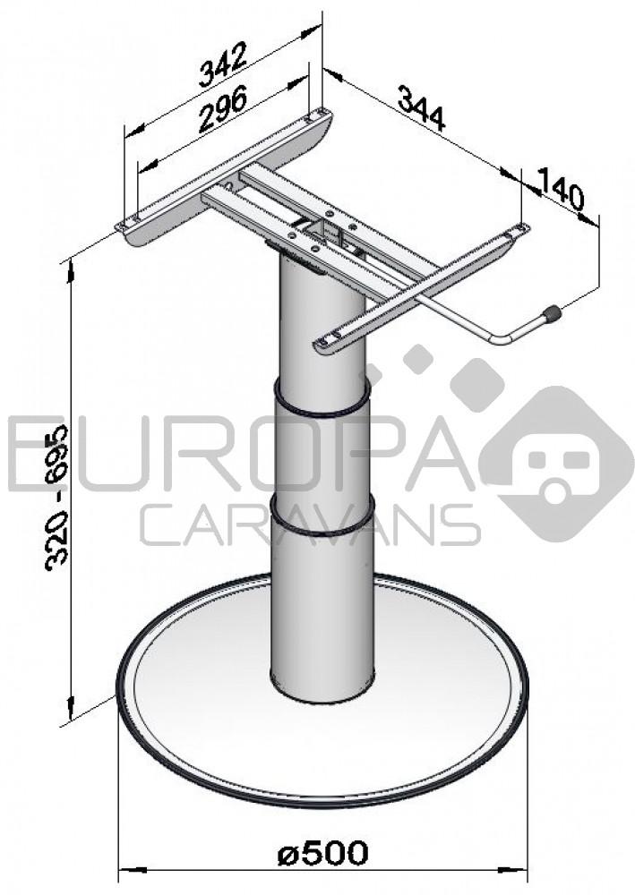 Ilse Vrijstaande Lifttafelpoot 7037 G06 32/69.5cm