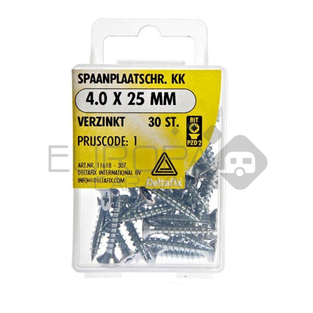 Deltafix Spaanplaatschroef KK 4.0x25mm Set 30st