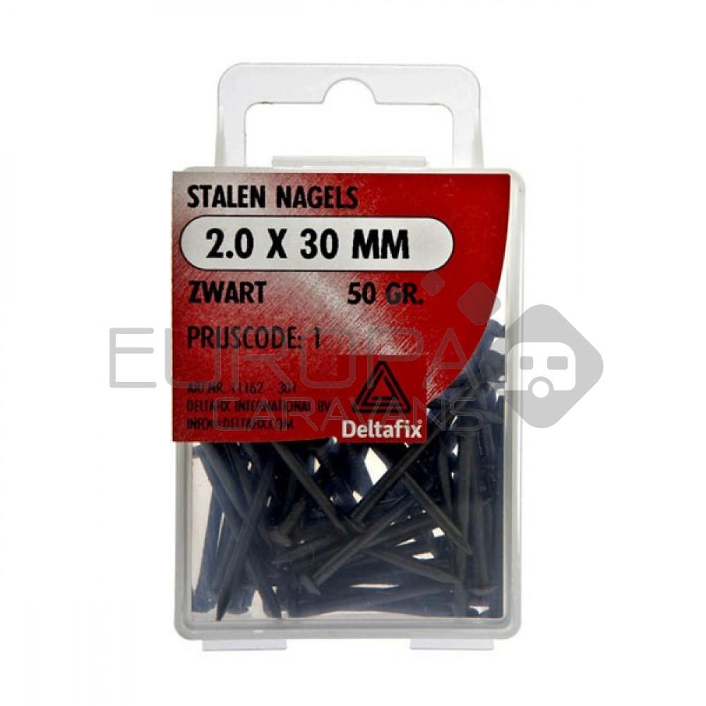 Deltafix Stalen nagel 2.0x30mm Zwart 50gr.