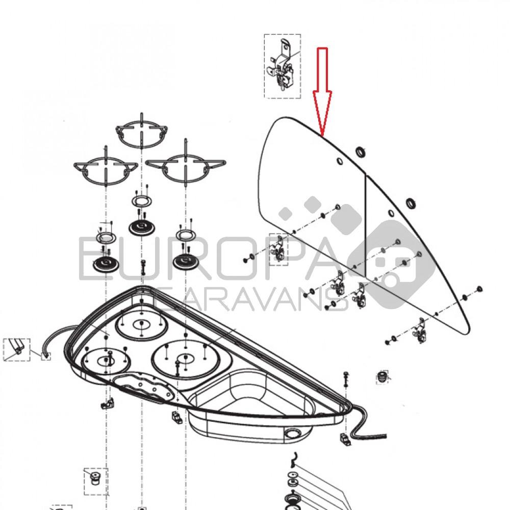 Dometic Kombi 960 Linker Glasplaat RAL9005
