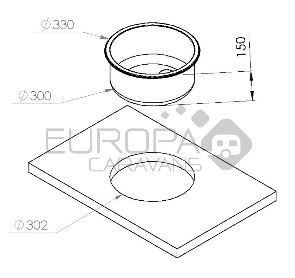 RVS Spoelbak Ø300 – Ø330 H180