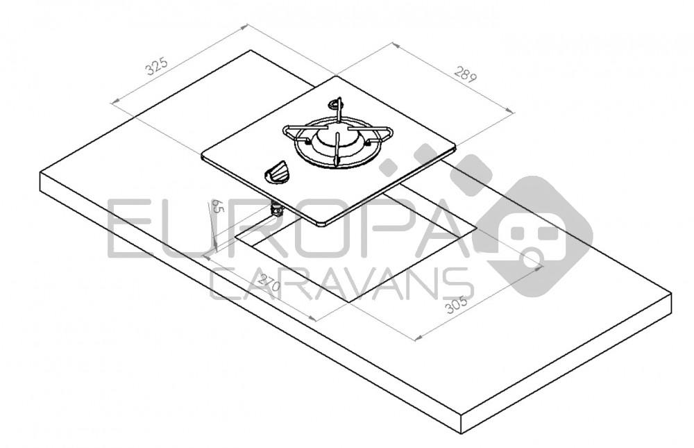 Kookplaat 1-Pits 325x262