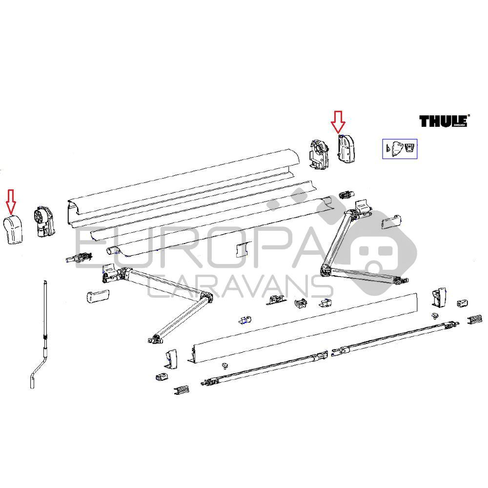 Thule 4900LH&RH Eindkappen Mainh. 4900 antra