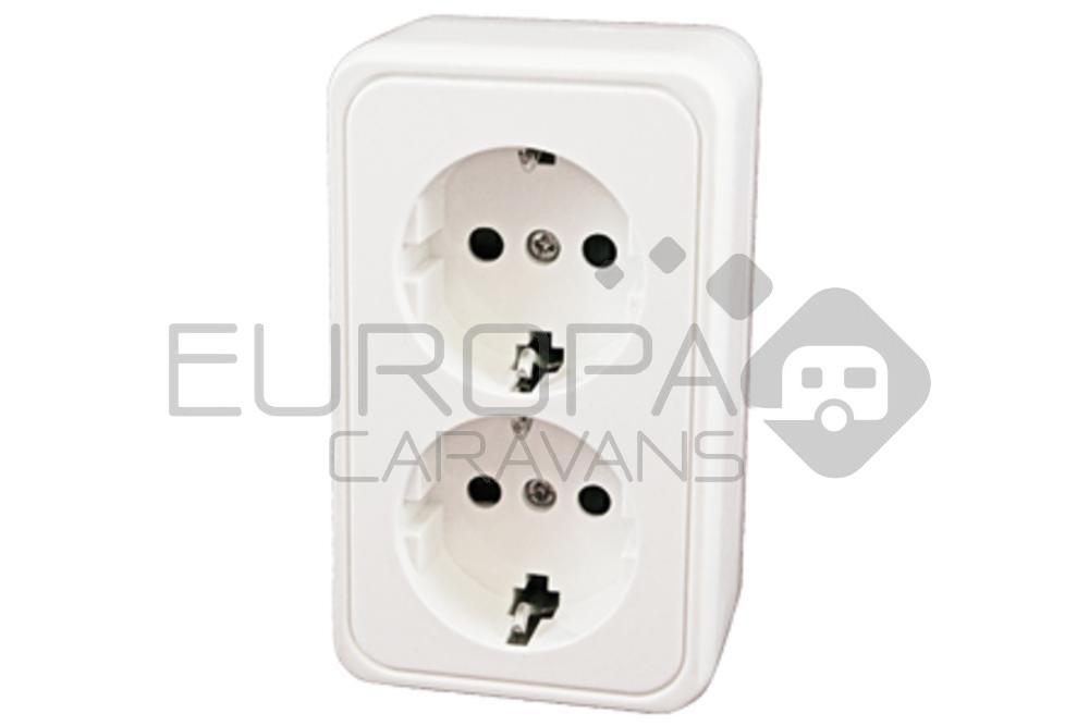 Contactdoos Dubbel 230V Opbouw Wit