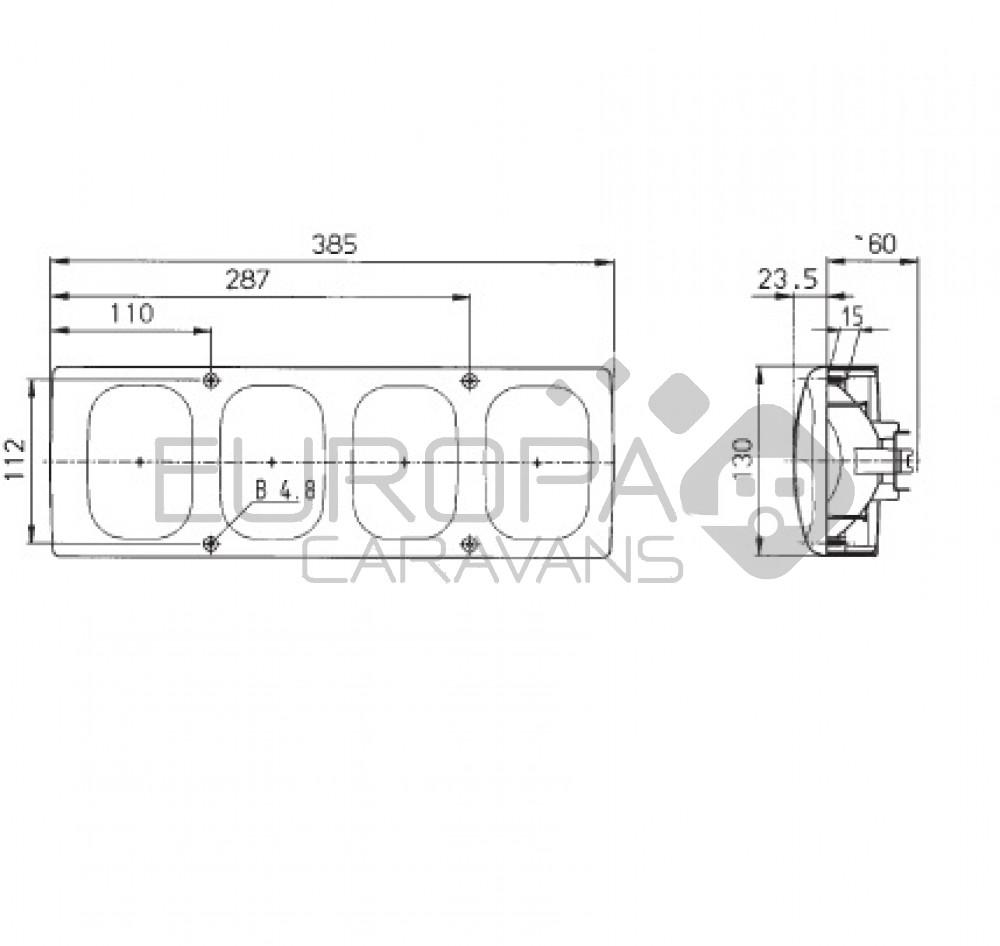 Jokon Achterlicht 561 Rem/ Knipper/ Mist 4-Vaks Inbouw