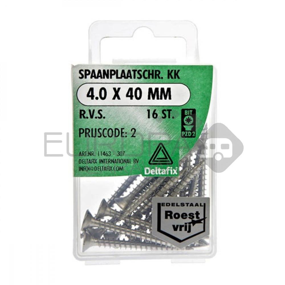 Deltafix Spaanplaatschroef KK RVS 4.0x40mm Set 16st