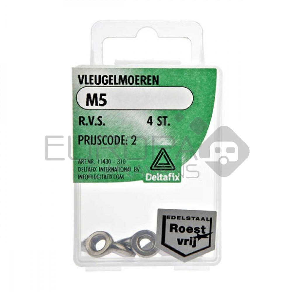 Deltafix Vleugelmoer RVS M5 Set 4st