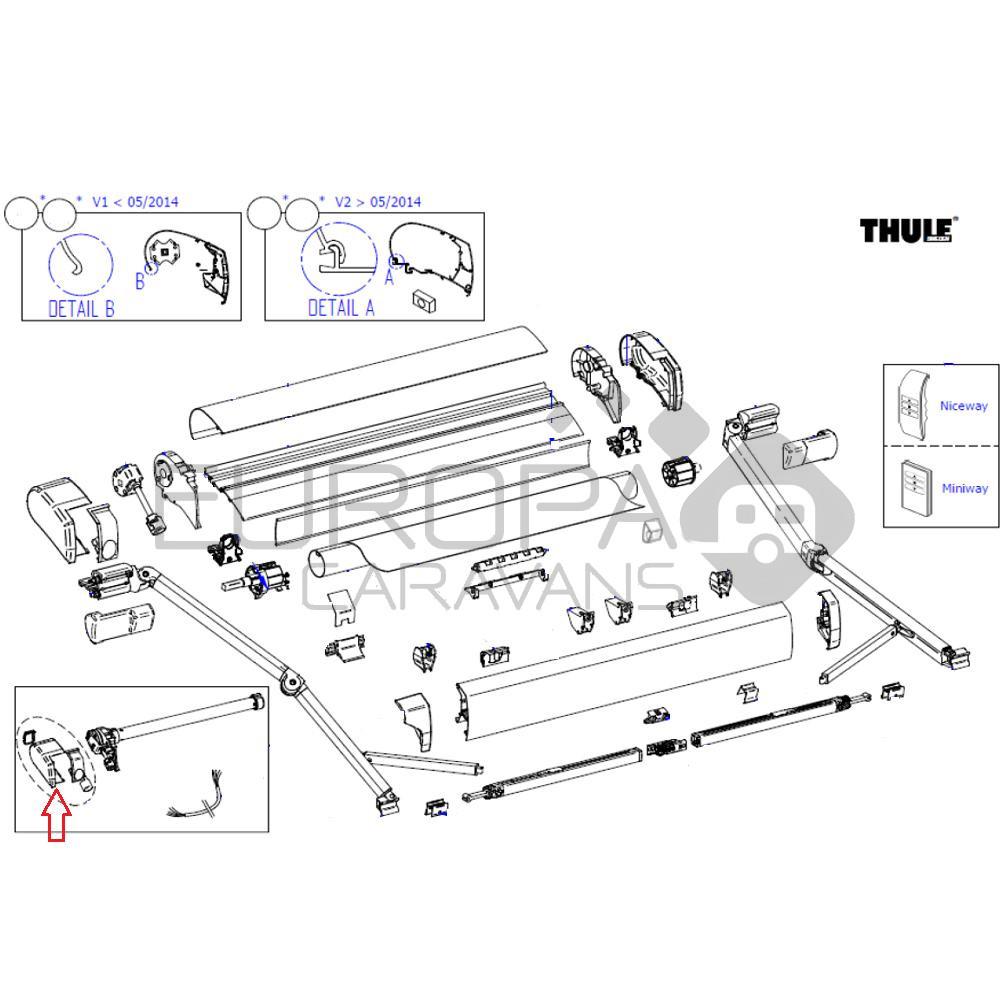Thule 9200 Main Housing 230V LH Eindkap Wit