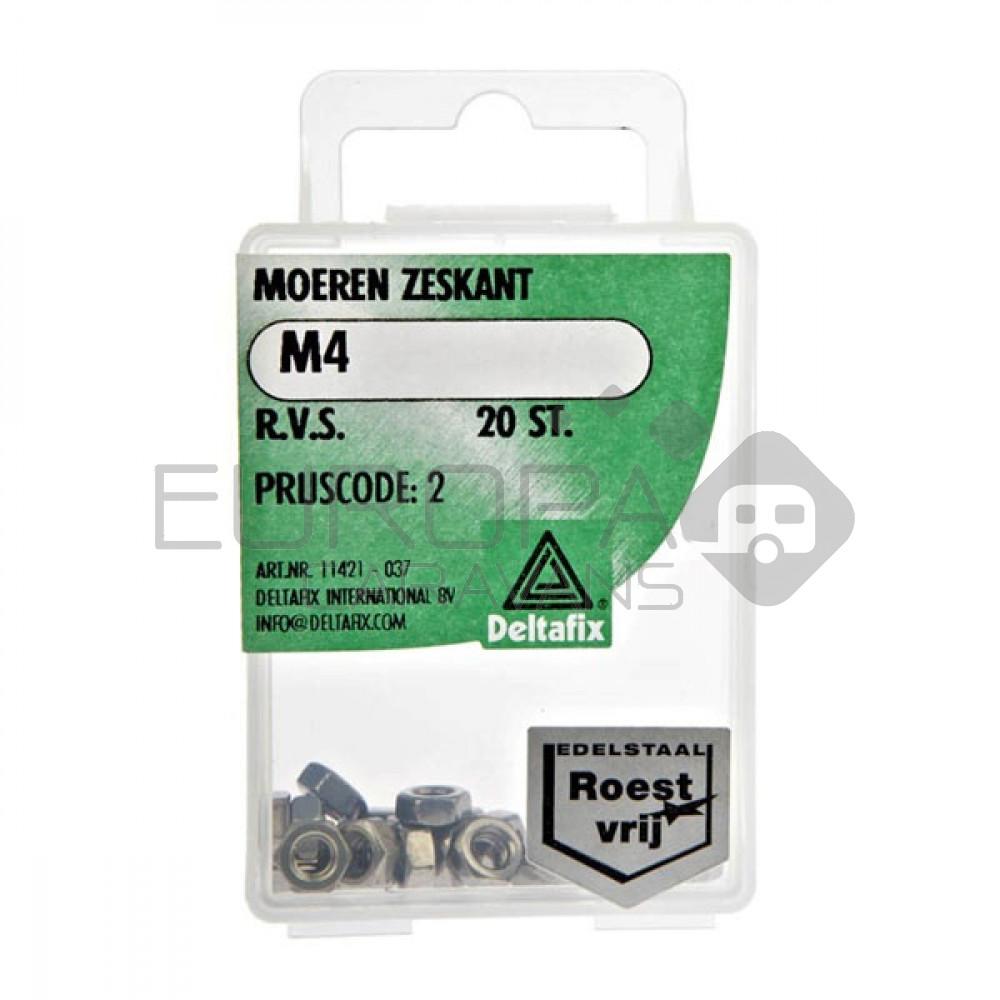 Deltafix Moer Zeskant RVS M4 Set 20st
