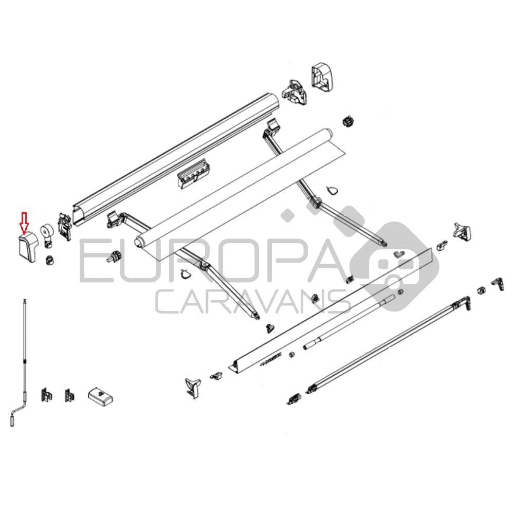 Dometic Eindkap Links Antraciet PW1100