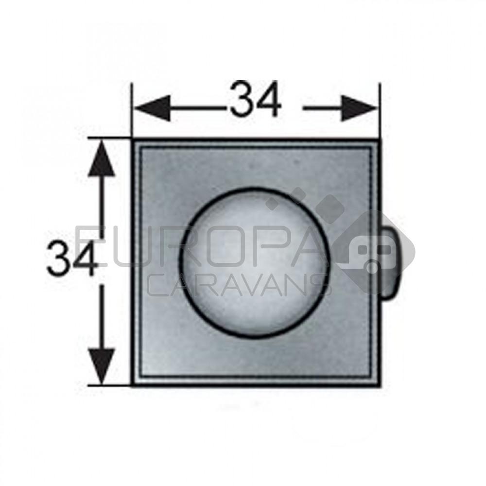 Vierkante Plaat Pushlock Glanzend Chroom 34x34mm