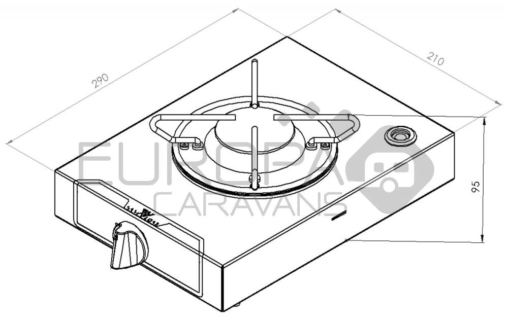 Vrijstaande Kookplaat 1-Pits 210x290