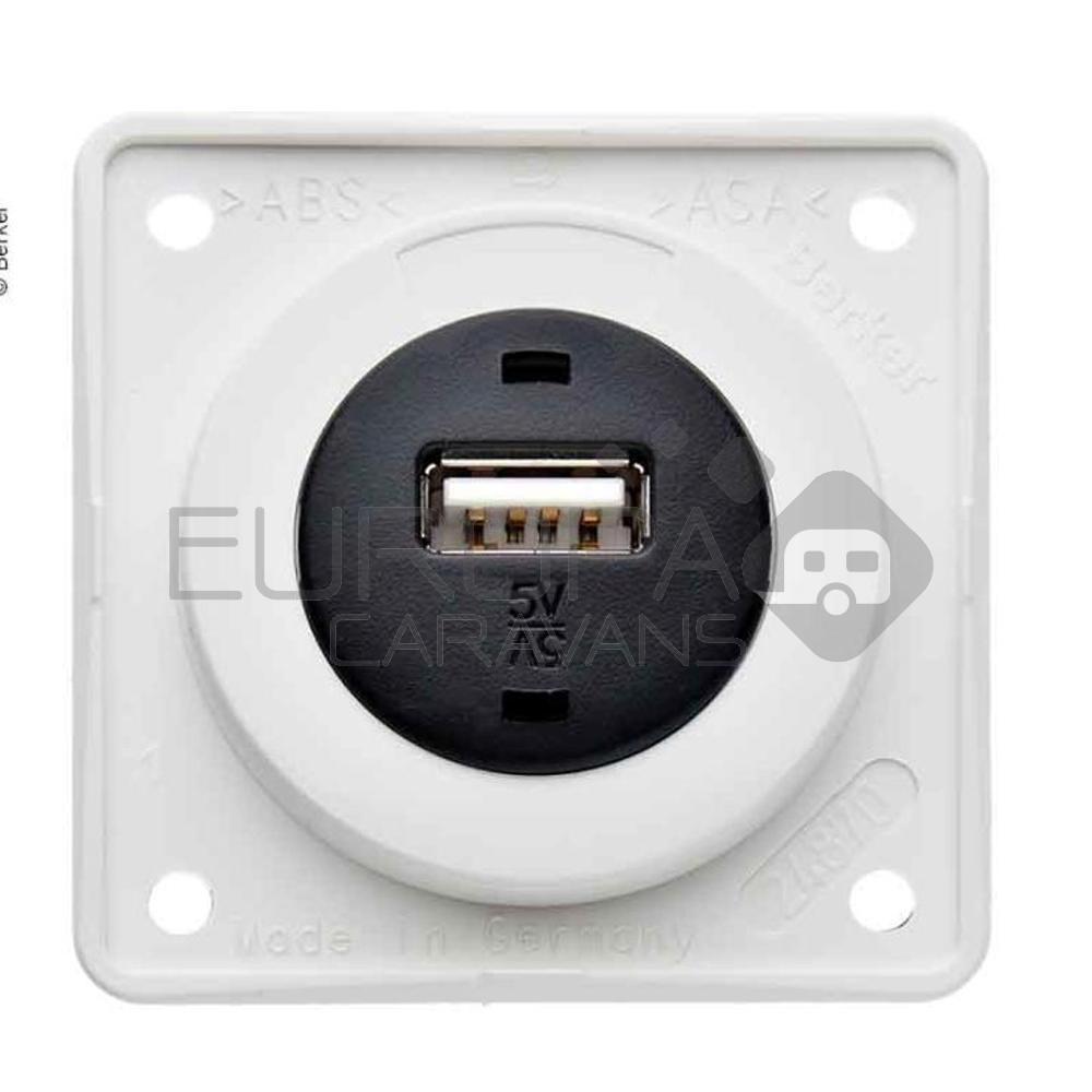 Berker Contactdoos 1x USB Lader 12V Inbouw Wit Hoogglans