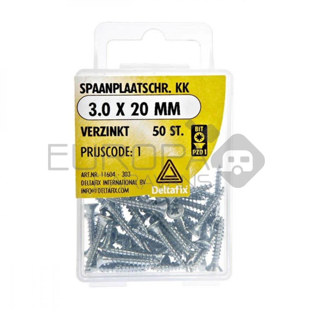 Deltafix Spaanplaatschroef KK 3.0x20mm Set 50st