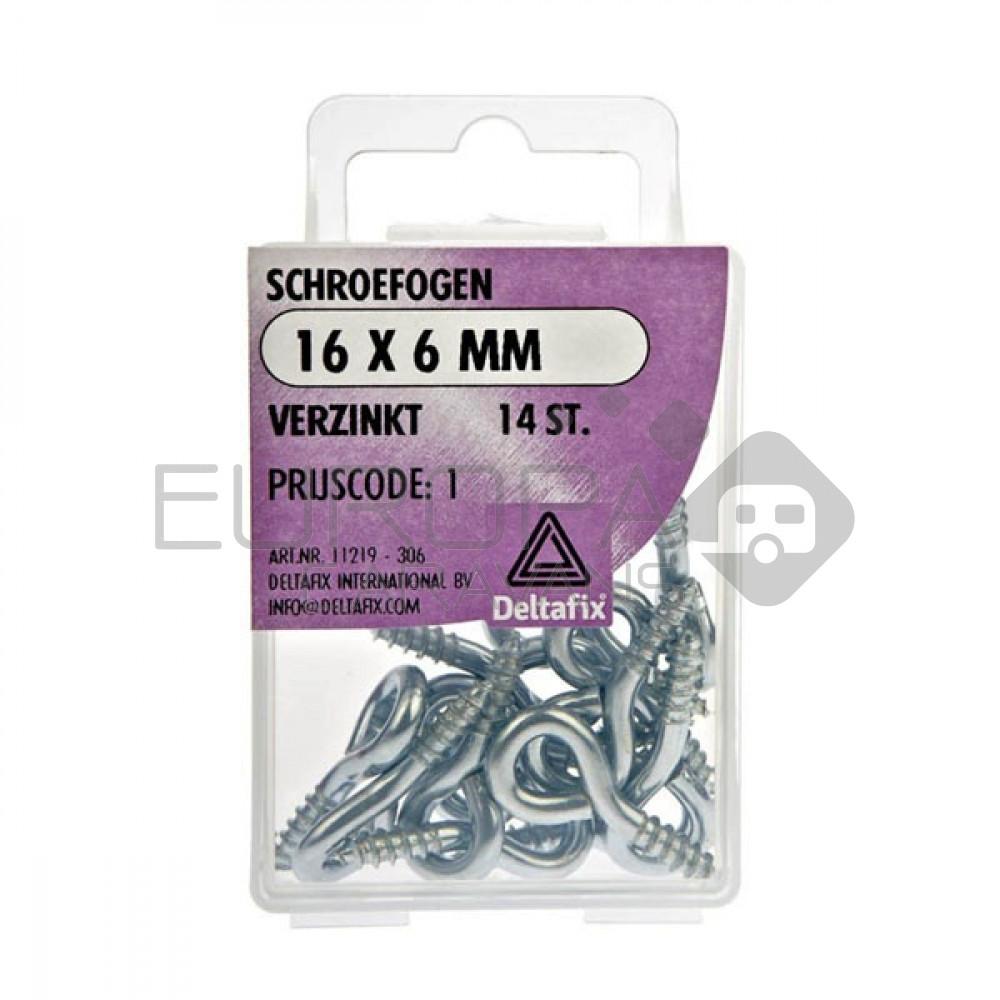 Deltafix Schroefoog Verzinkt 16x6mm Set 14st