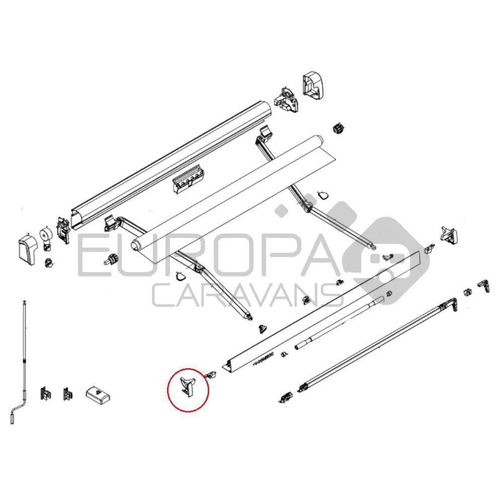 Dometic Eindkap Leadrail Links Wit PW1100