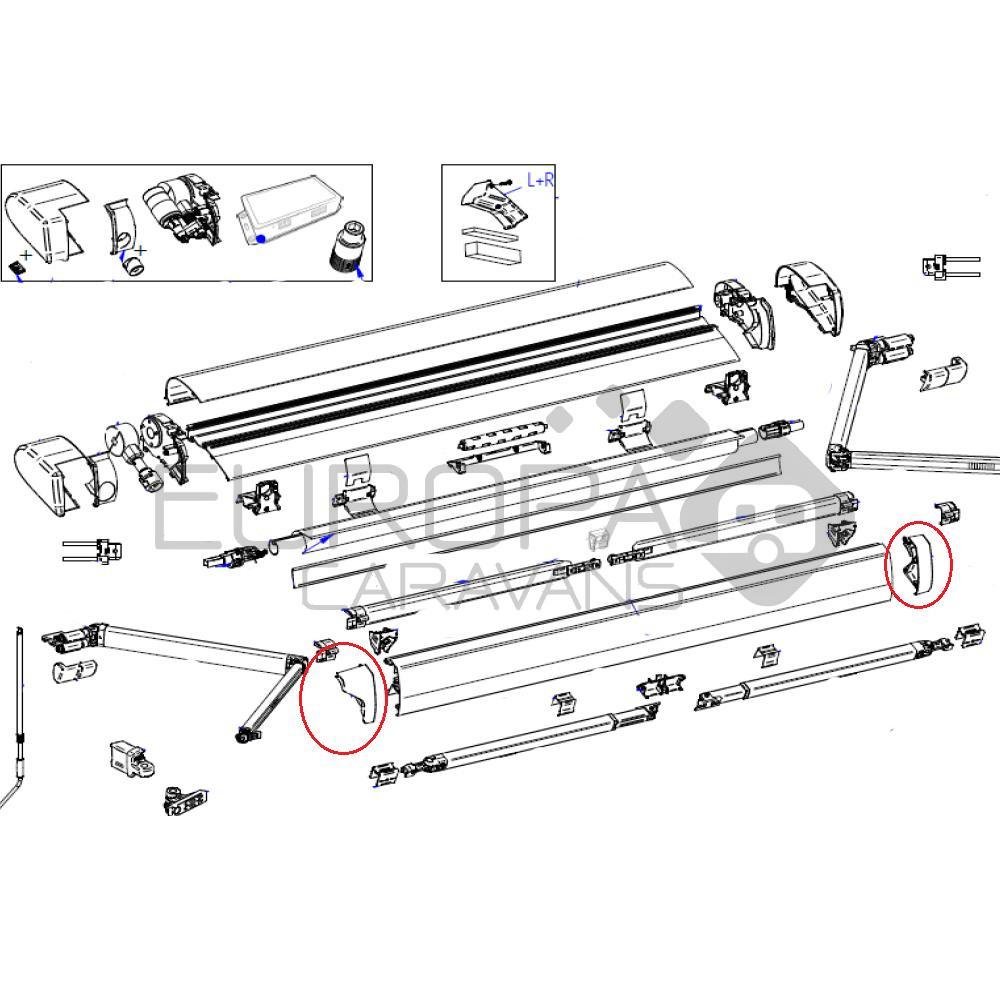 Thule 6300 Eindkap Lead Rail LH+RH Geanodiseerd