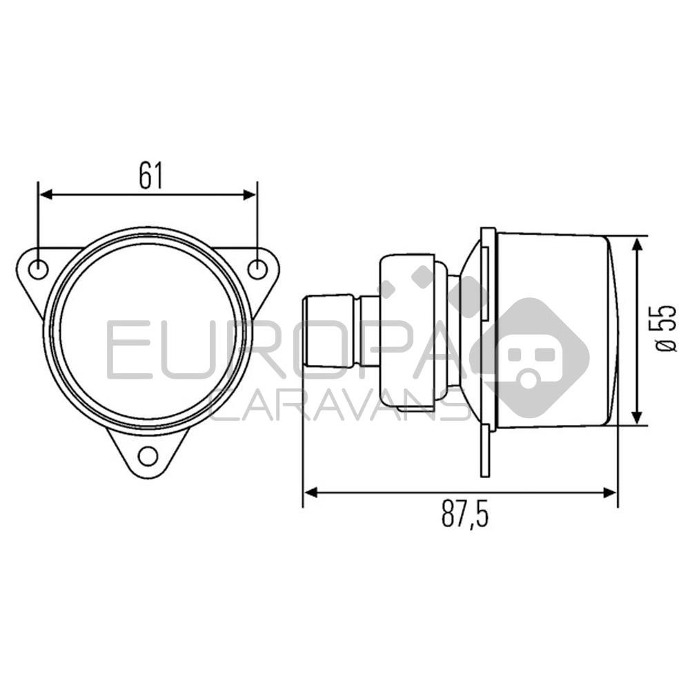 Hella Knipperlicht met Oranje Gloeilamp 12V Rond Wit