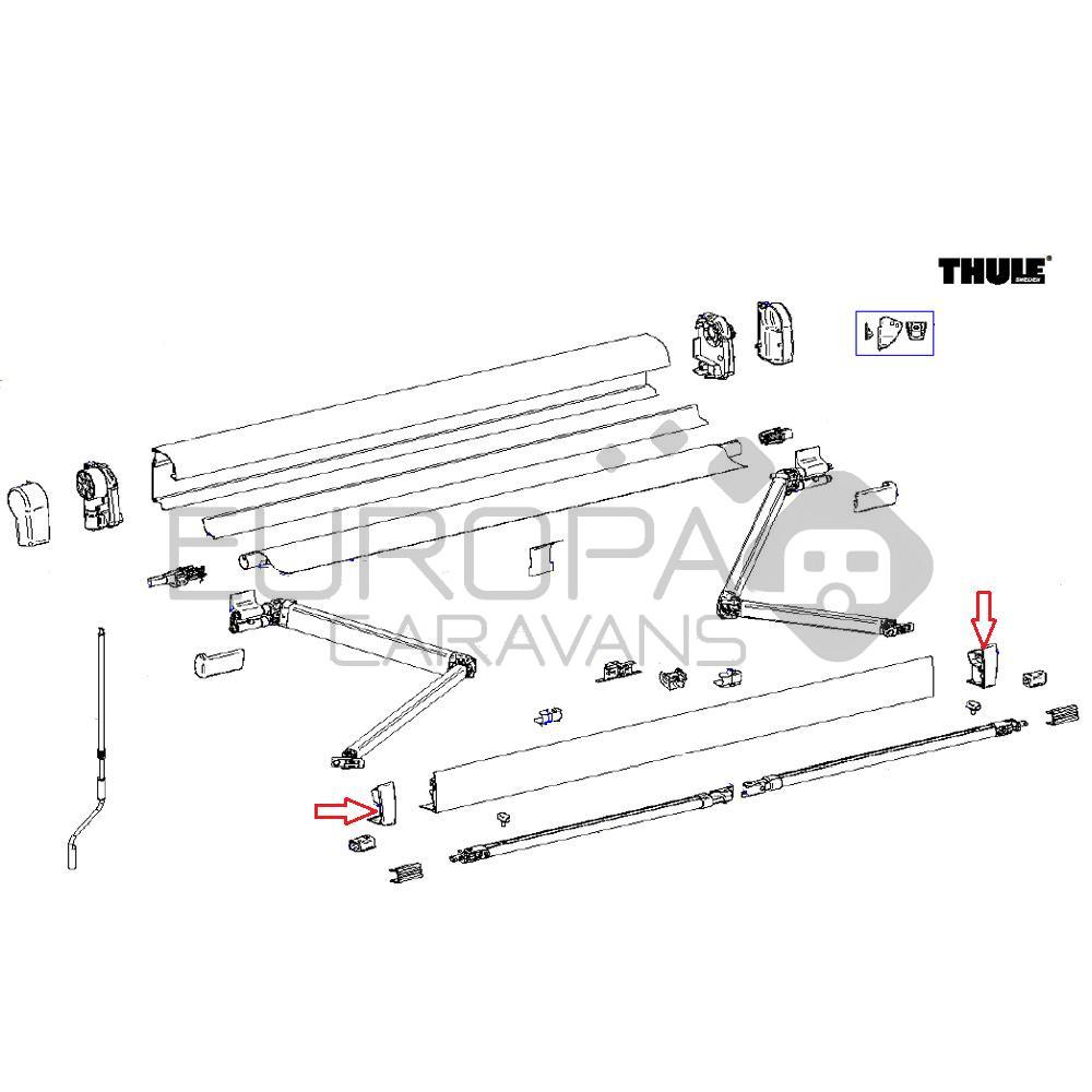 Thule 4900 LH&RH Eindkappen voorlijst antra