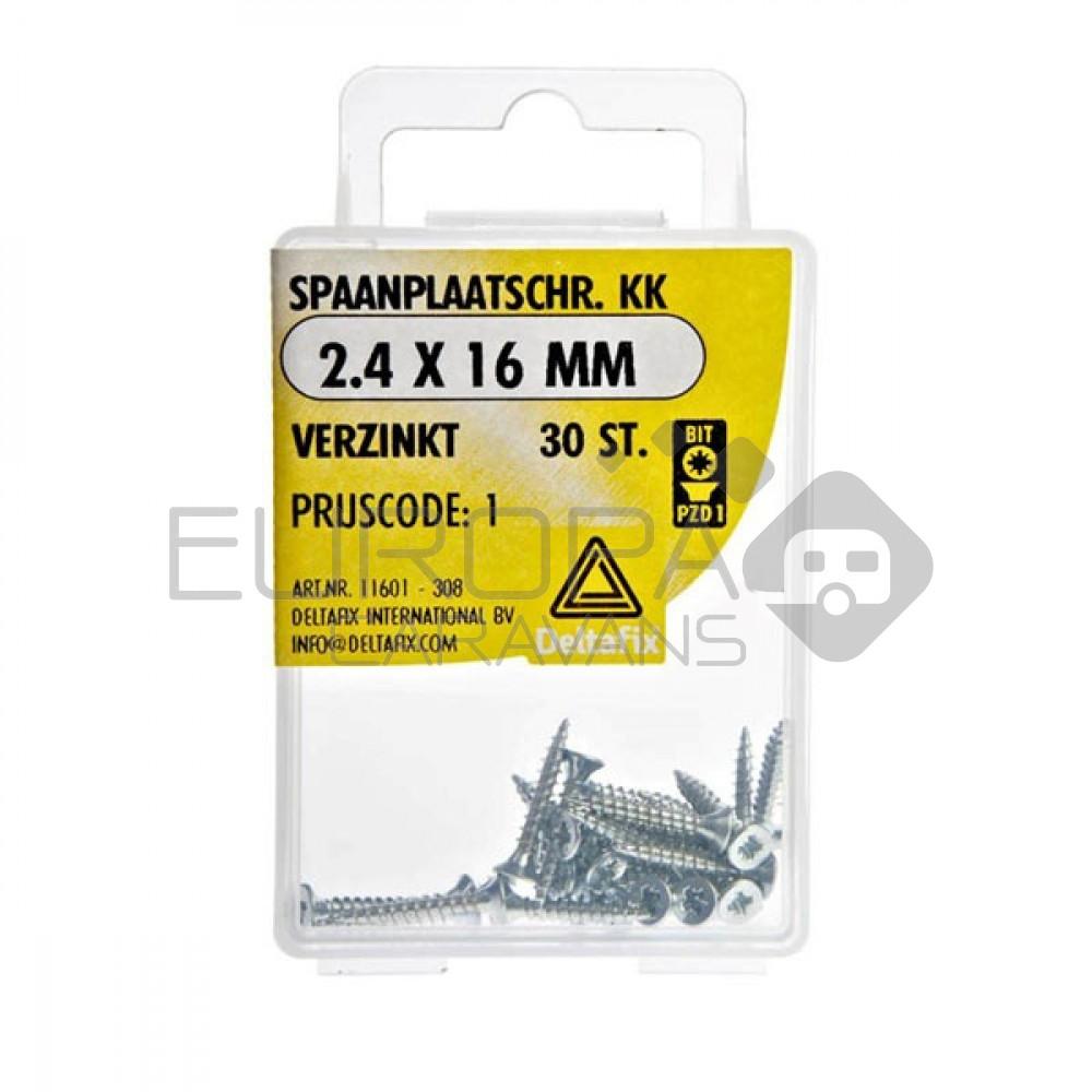 Deltafix Spaanplaatschroef KK 2.4x16mm Set 30st