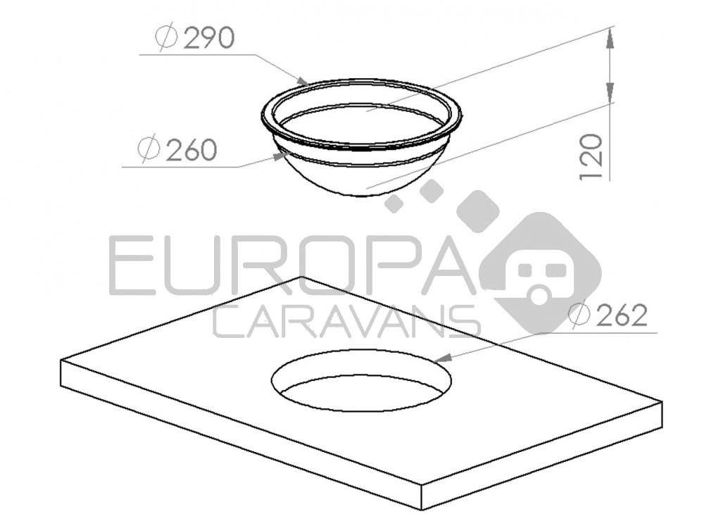 RVS Spoelbak Ø260 – Ø290