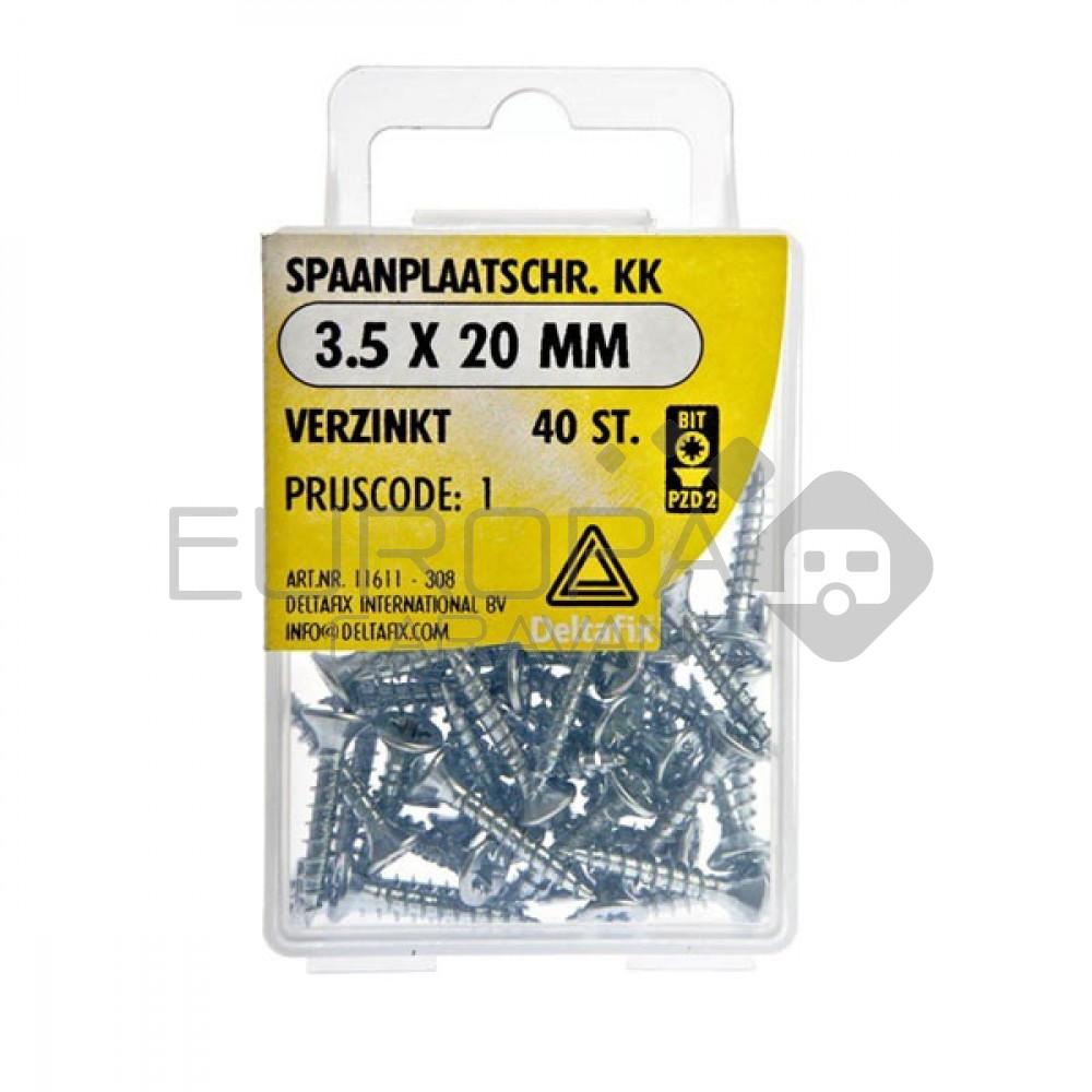 Deltafix Spaanplaatschroef KK 3.5x20mm Set 40st