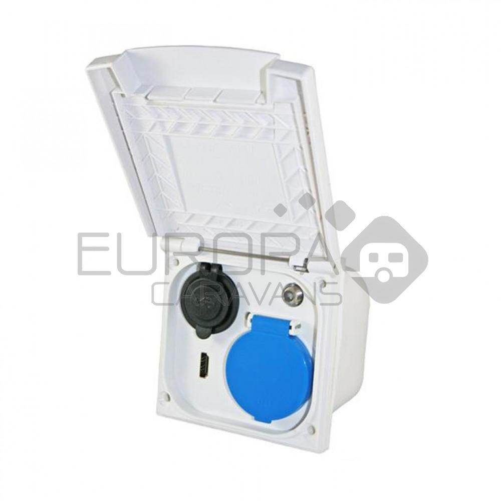 Inbouwstekkerdoos 230V/HDMI/USB/Sat Wit