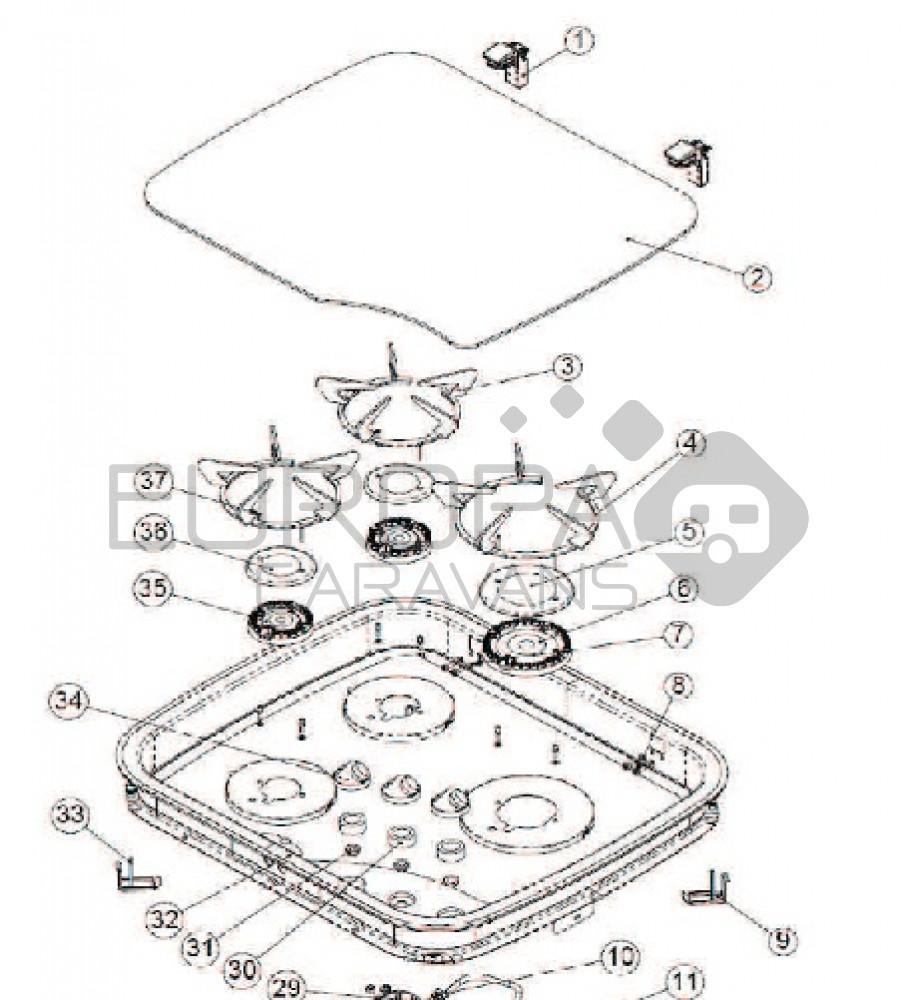 Stud fixing burner cup
