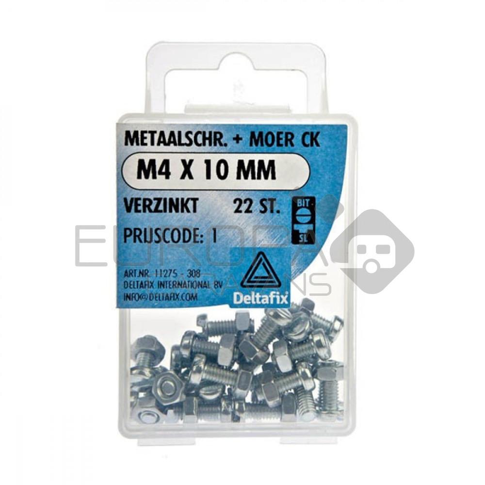 Deltafix Metaalschroef + Moer CK Verzinkt CK M4x10mm 22st